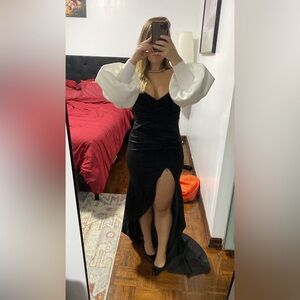 Black and white gown